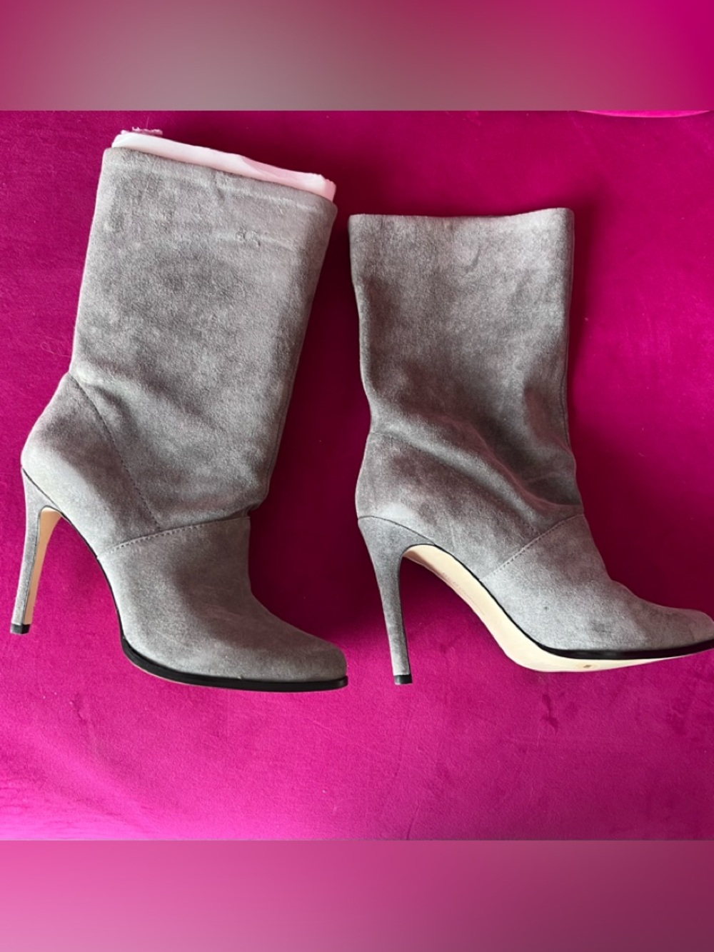 BCBGeneration Valor Gray Suede Mid-Calf Stiletto Boots